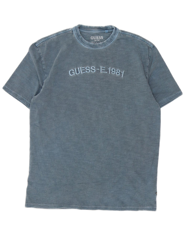 Guess Camiseta holgada con gráfico para hombre XS Algodón azul