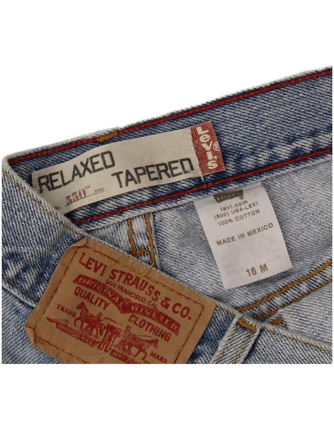 LEVI'S Pantalones cortos de mezclilla de cintura alta 550 de ajuste relajado para mujer US 16 2XL W34 Azul