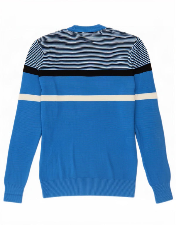 Diesel Mens Crew Neck Jumper Sweater Small Blue Colourblock Cotton
