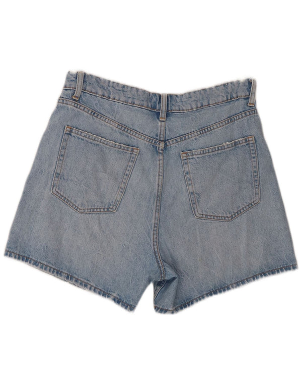 Zara Mujer Shorts Vaqueros De Cintura Alta EU 40 Medium W30 Algodón Azul