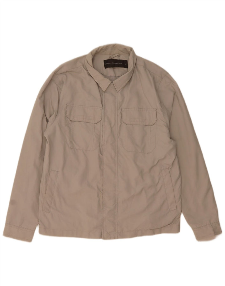French Connection Chaqueta utilitaria para hombre UK 40 Large Beige Poliamida