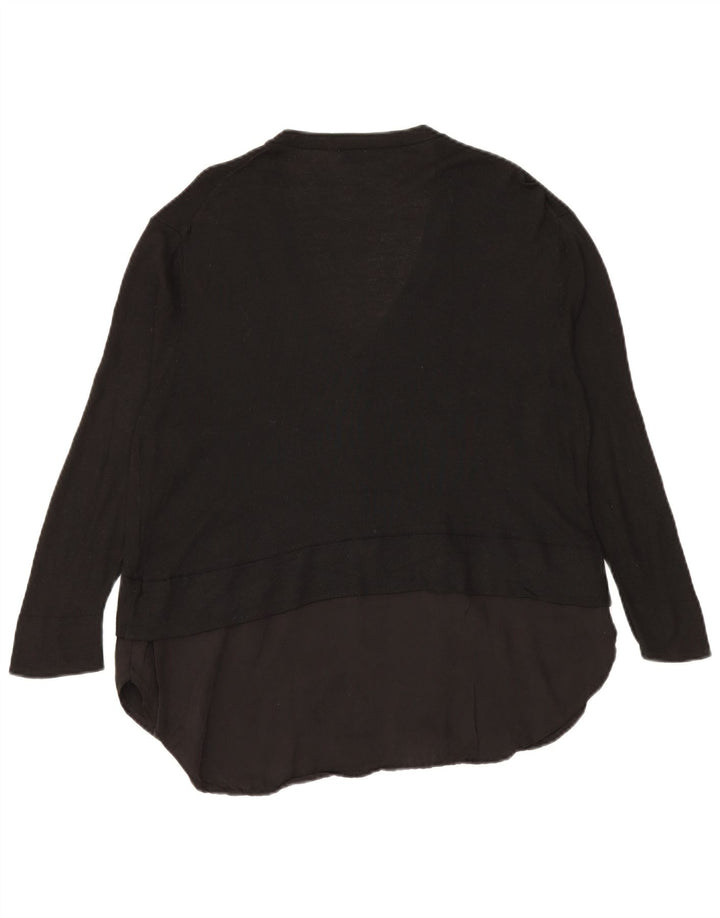 Zara Mujer Suéter Cárdigan Largo UK 44 Mediano Negro