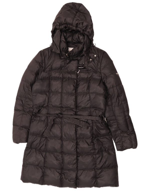 Geox Mujer Respira Abrigo acolchado con capucha UK 44 Grande Poliéster negro