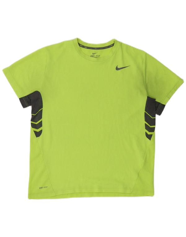 Camiseta Nike Dri Fit para hombre Top XL Verde Colorblock Poliéster