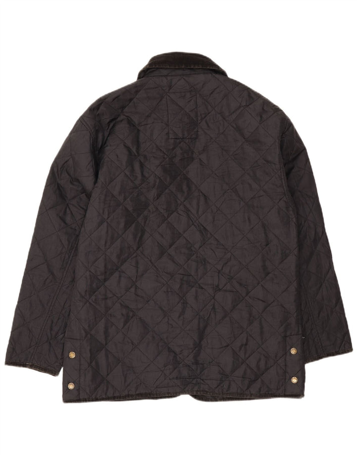 Vintage mujer chaqueta acolchada Reino Unido 14 grande azul marino poliamida