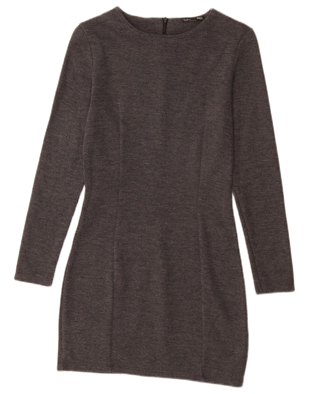 Zara Mujer Vestido Jersey UK 8 Pequeño Algodón Gris
