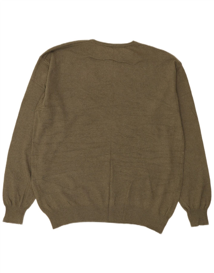 Kappa Jersey de cuello redondo para hombre, talla 3XL, lana caqui