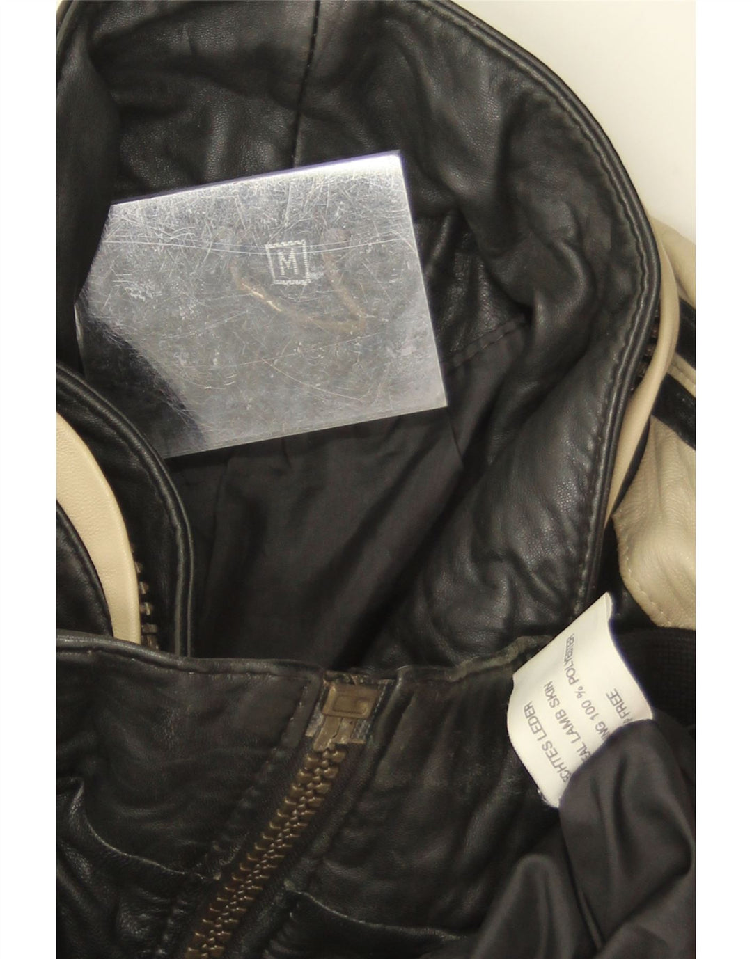 Chaqueta de cuero vintage para hombre Reino Unido 38 Piel de cordero color negro medio