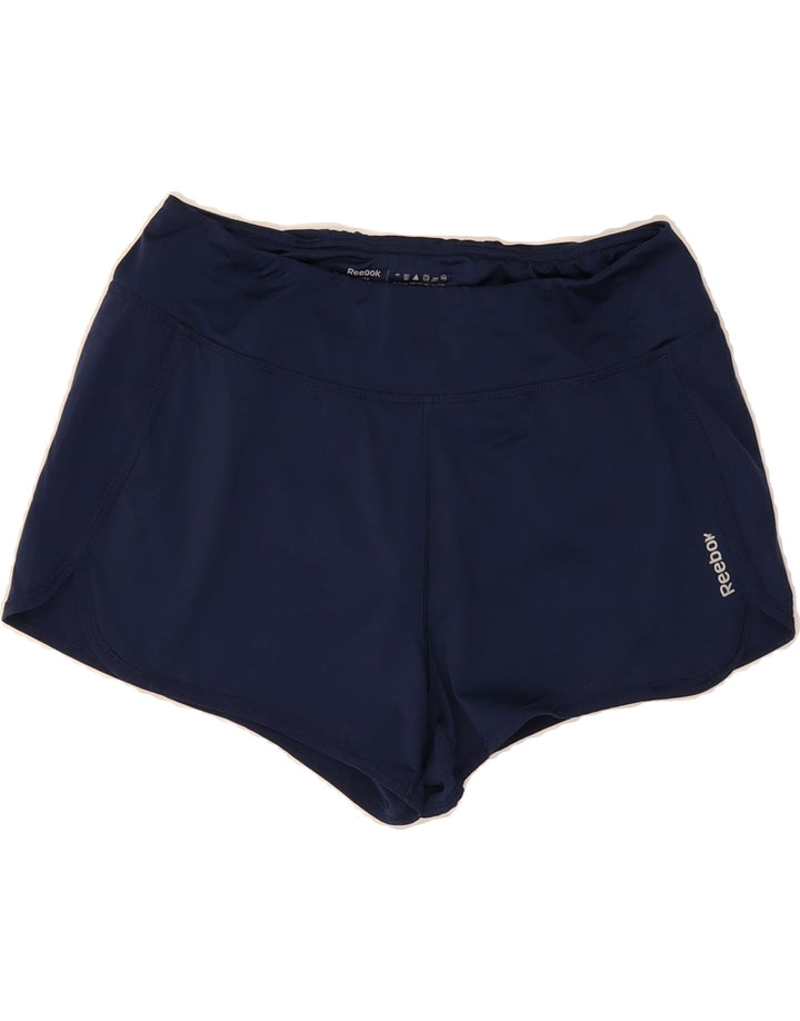 REEBOK Womens Sport Shorts UK 14 Medium  Navy Blue Polyester Vintage Reebok and Second-Hand Reebok from Messina Hembry 