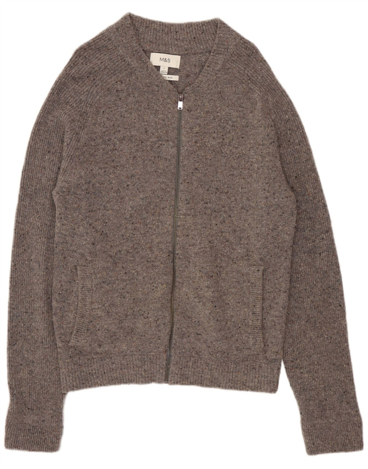 MARKS & SPENCER Cárdigan para hombre de lana moteada gris pequeño