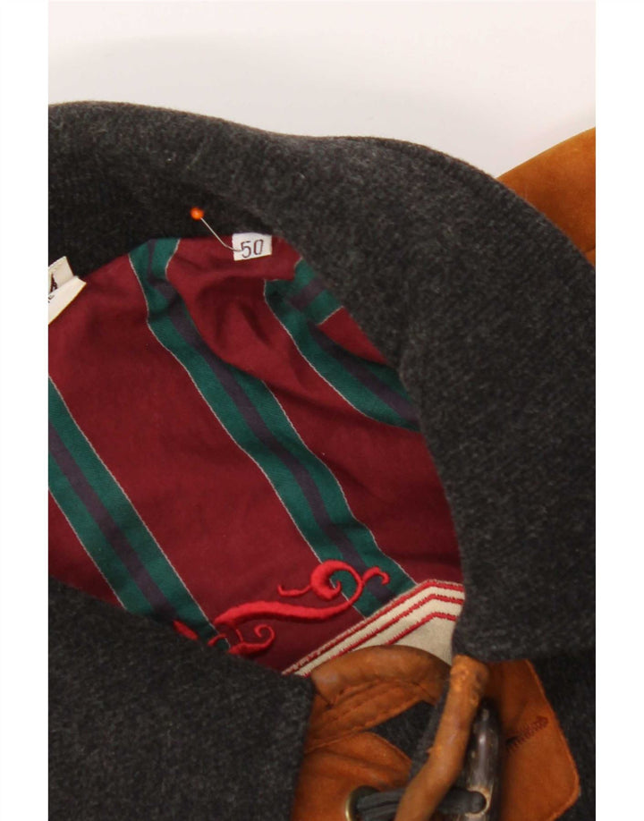 Vintage hombre trenca IT 50 lana gris medio colorblock
