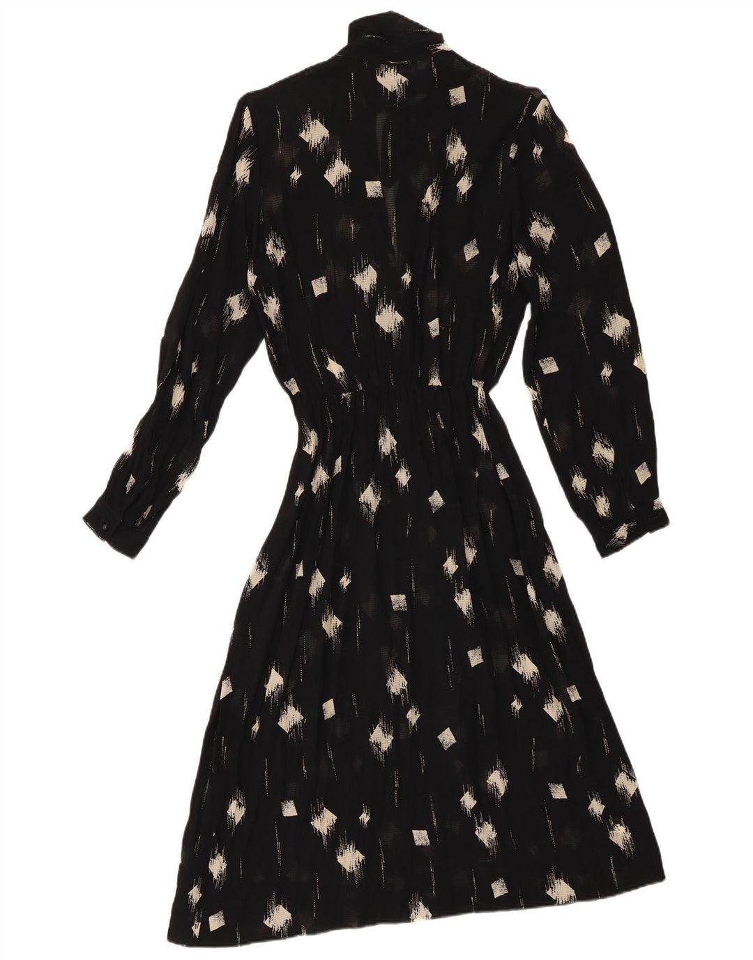 Vintage mujer ver a través de maxi vestido IT 42 medio negro geométrico