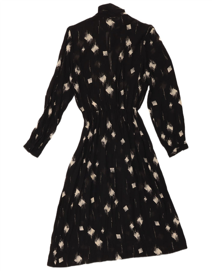 Vintage mujer ver a través de maxi vestido IT 42 medio negro geométrico