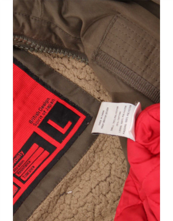 Superdry Chaqueta Cortavientos Con Capucha Para Mujer UK 46 Large Poliéster Caqui
