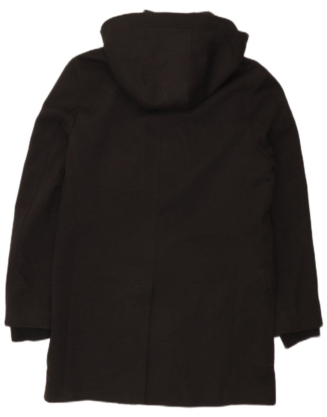 Zara Hombre Chaqueta Parka Con Capucha ES 38 Mediano Negro Poliéster