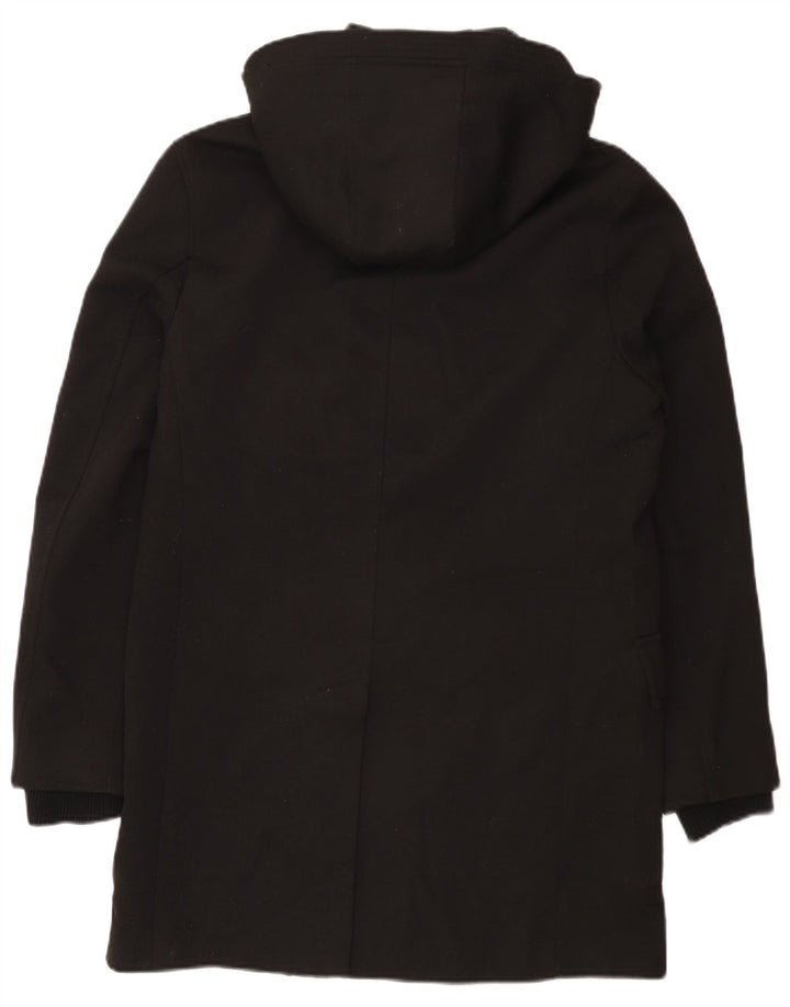 Zara Hombre Chaqueta Parka Con Capucha ES 38 Mediano Negro Poliéster