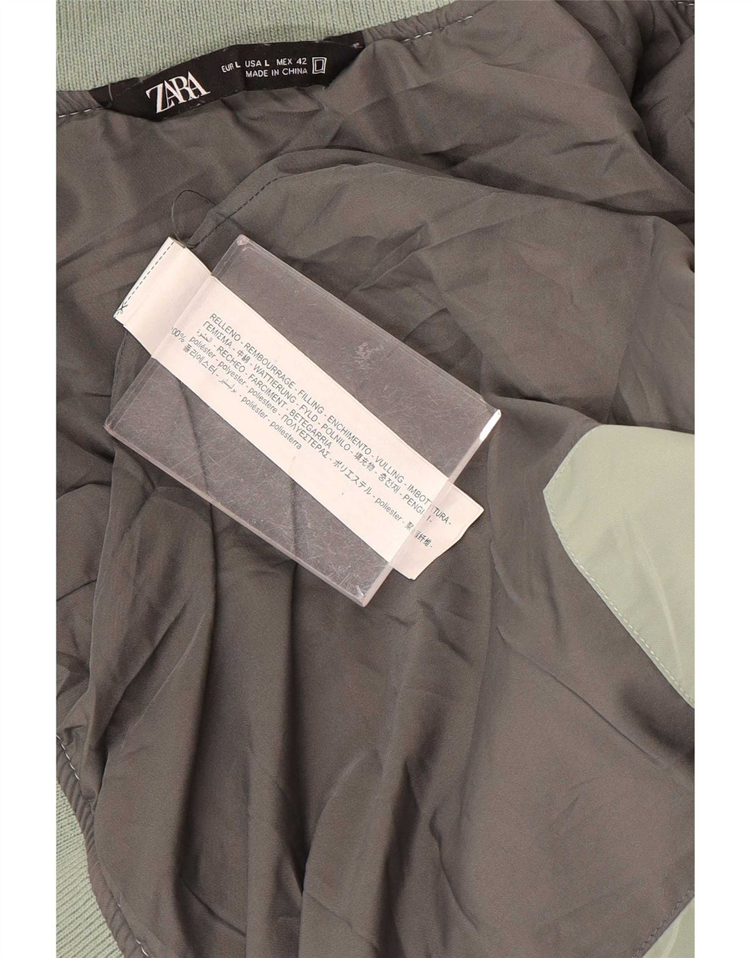 Zara Mens Chaqueta Acolchada UK 40 Grande Poliéster Verde