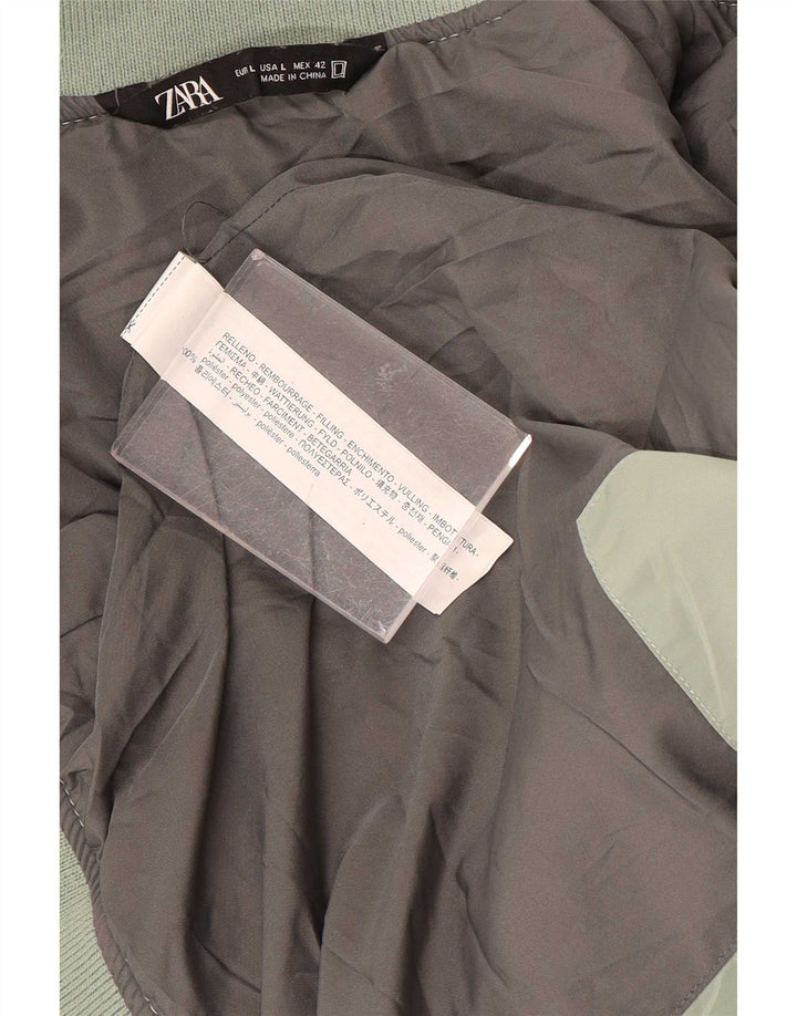 Zara Mens Chaqueta Acolchada UK 40 Grande Poliéster Verde