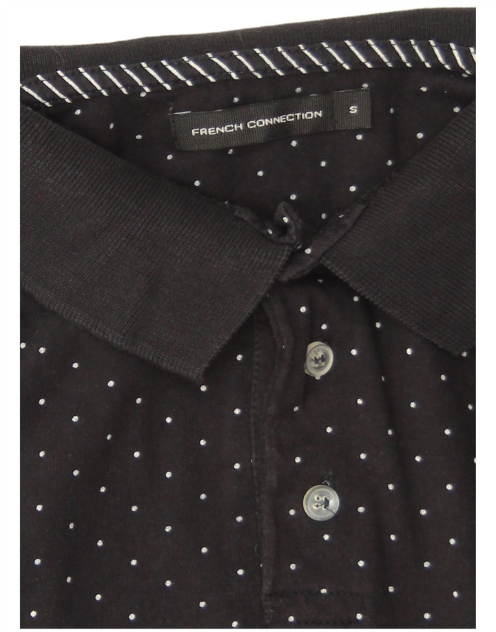 French Connection Polo para hombre pequeño de algodón con lunares negros