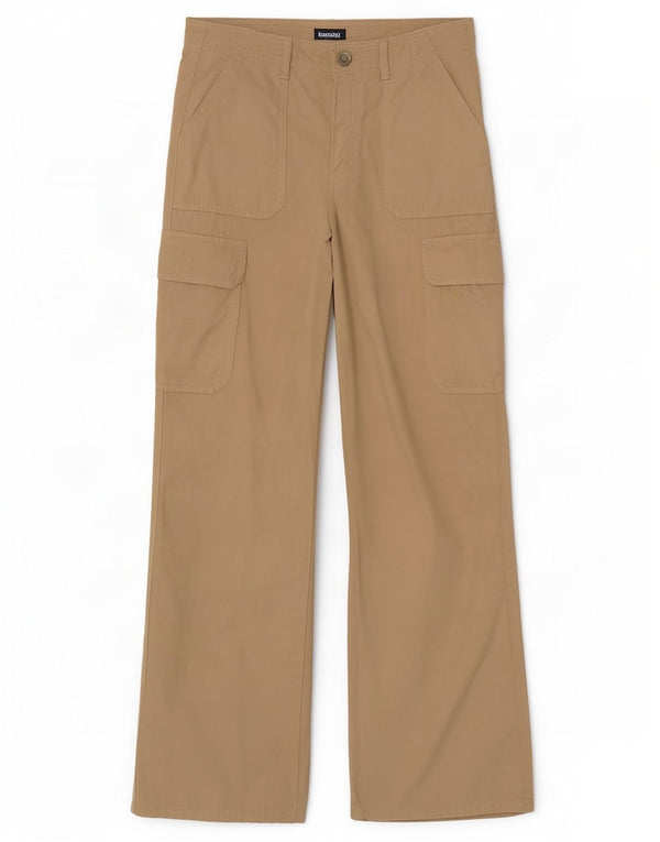 Zara Mujer Pantalón Cargo Bootcut EU 36 XS W26 L32 Algodón Beige