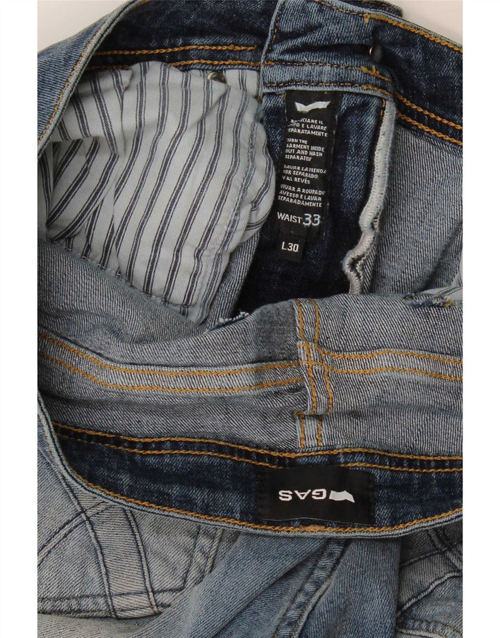 Vaqueros ajustados desgastados para hombre Gas W33 L30 Azul