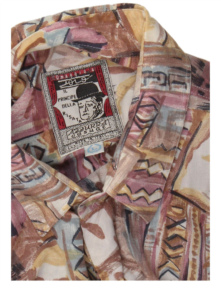 Azzurra Camisa de manga corta para hombre con patchwork multicolor grande