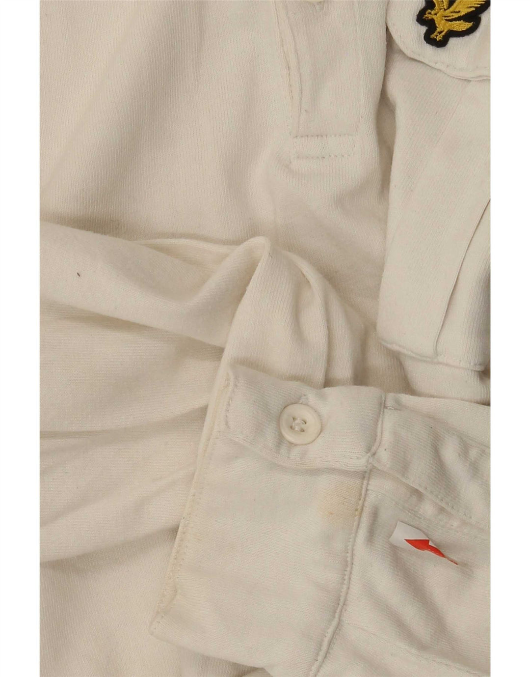Lyle & Scott Polo regular de manga larga para hombre de algodón blanco roto medio
