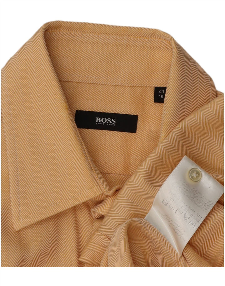 Camisa HUGO BOSS Hombre Talla 41 16 Grande Beige Espiga Algodón