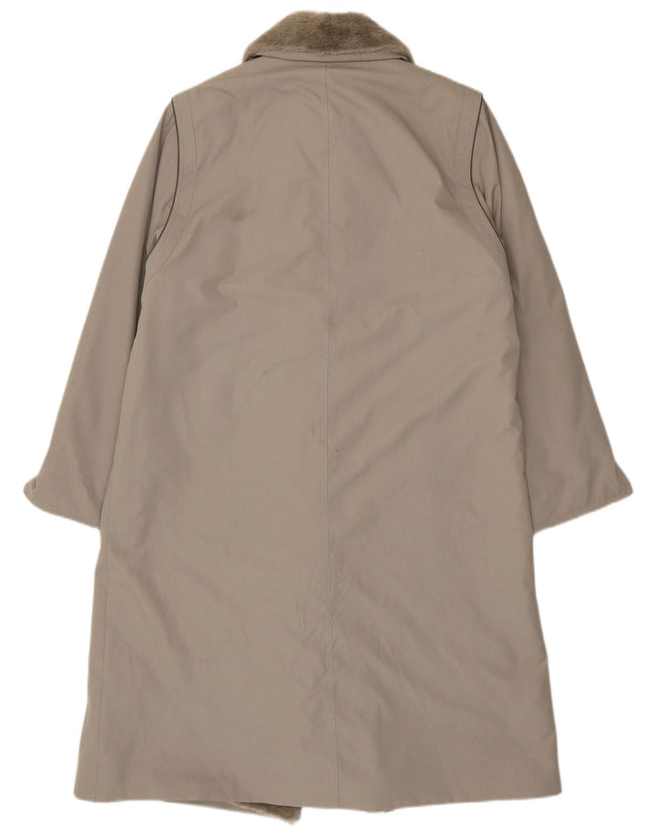 Vintage mujer Sherpa abrigo Reino Unido 16 poliéster gris grande