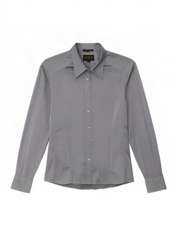 Luisa Spagnoli Blusa camisera para mujer IT 44 Grande Seda Gris