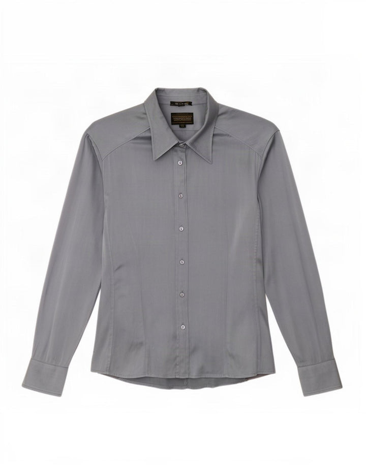 Luisa Spagnoli Blusa camisera para mujer IT 44 Grande Seda Gris