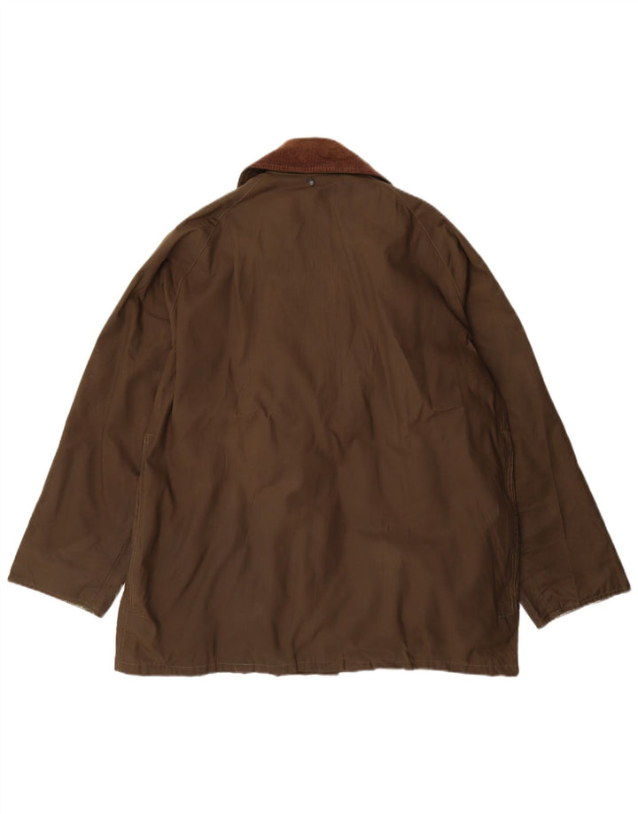 Vintage hombres suelta ajuste chaqueta de algodón encerado Reino Unido 36 pequeño poliéster caqui