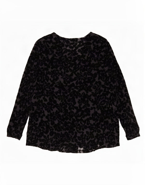 Laura Ashley Blusa transparente para mujer UK 46 Grande Negro Floral