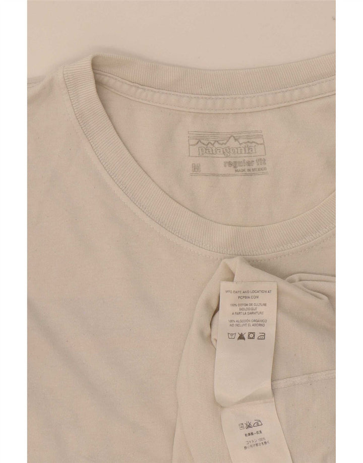Patagonia Hombre Regular Fit Graphic Camiseta Top Algodón Blanco Mediano