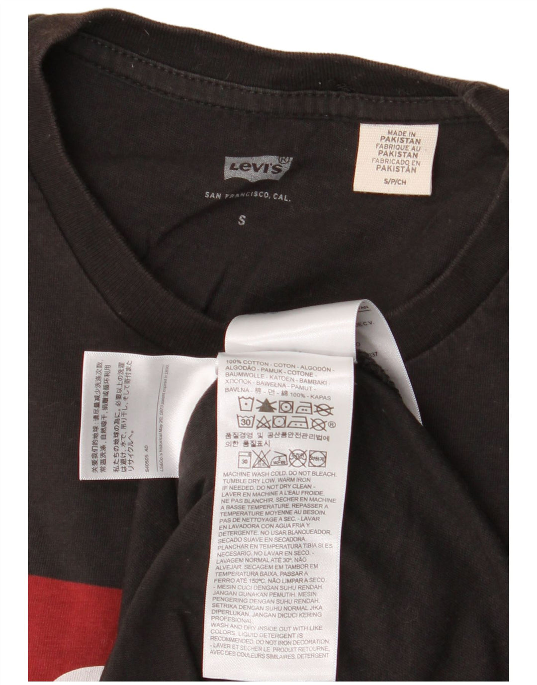 LEVI'S Camiseta gráfica para hombre Top Small Black Cotton