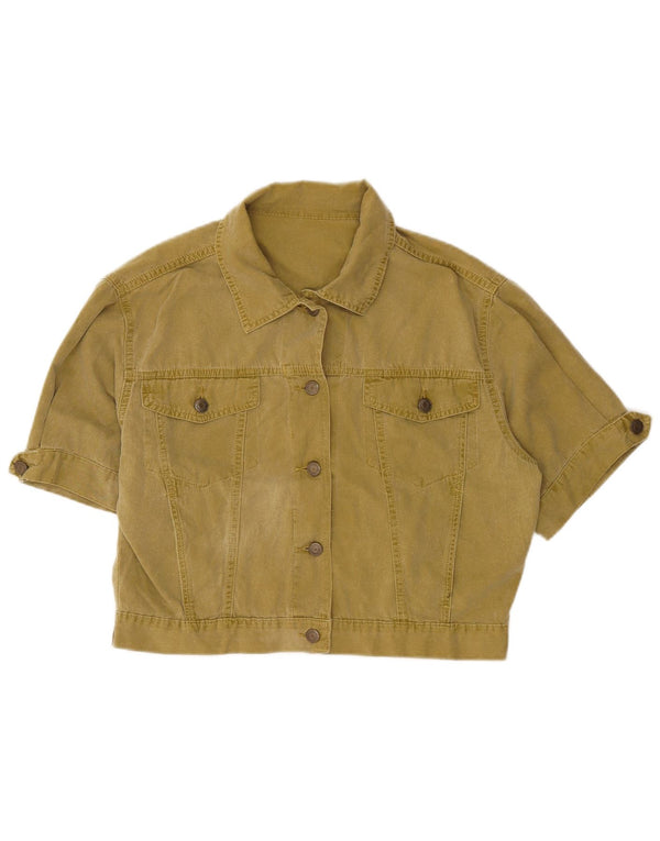 Blues Club Chaqueta vaquera corta de manga corta para mujer UK 12 Algodón caqui mediano