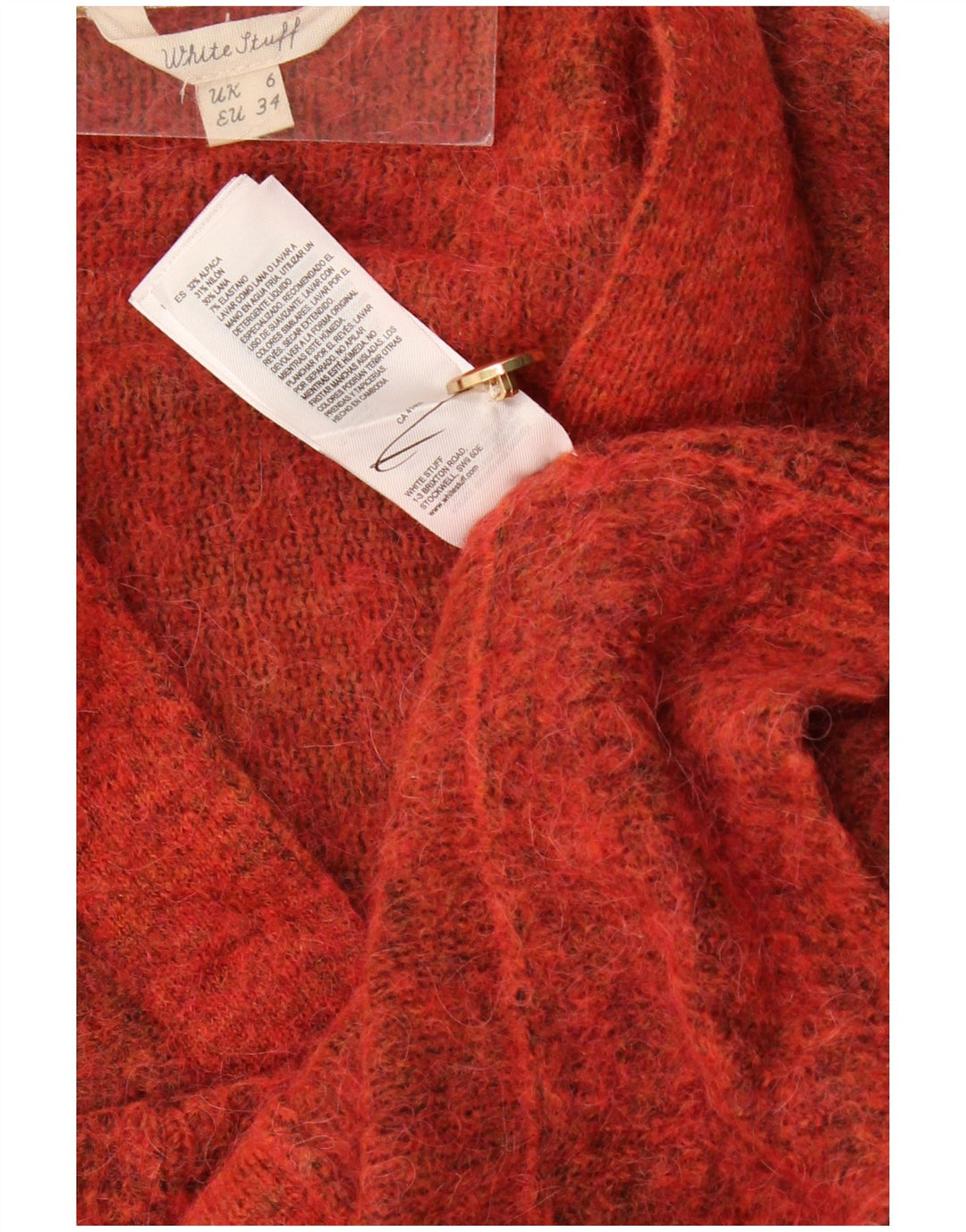 White Stuff Suéter tipo cárdigan extragrande para mujer UK 6 XS Rojo moteado