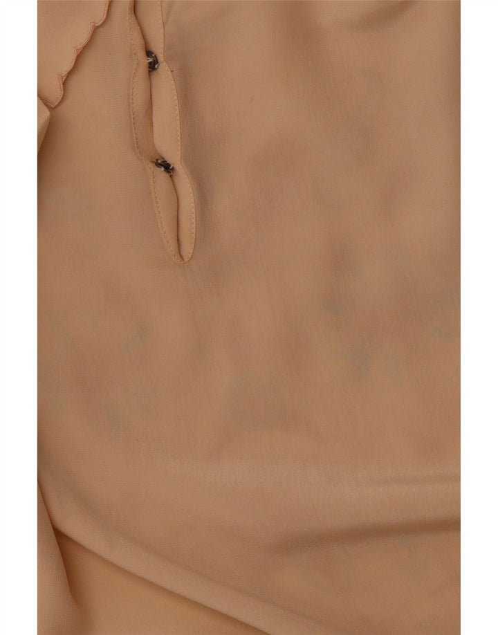 VINTAGE Blusa camisa de manga larga para mujer EU 36 Pequeña seda floral beige