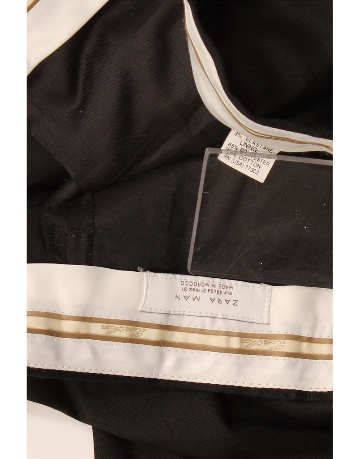 ZARA Pantalón chino recto para hombre EU 40 Medium W31 L28 Poliéster negro