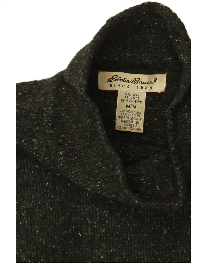 EDDIE BAUER Suéter tipo jersey con cuello alto para mujer UK 14 Medium Khaki Moteado