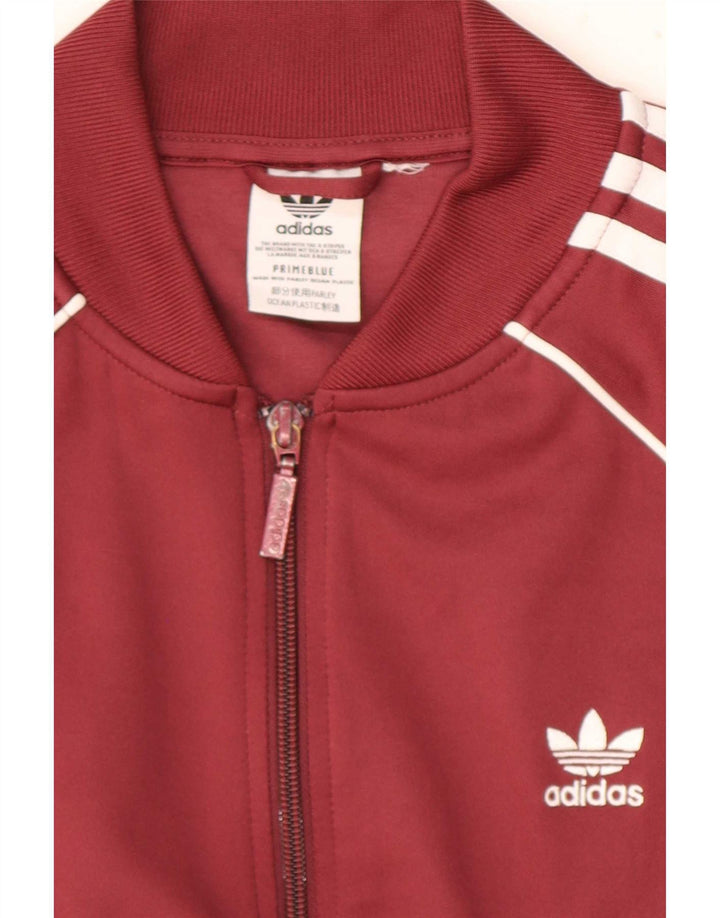 Adidas Mens Chándal Top Chaqueta Pequeña Borgoña