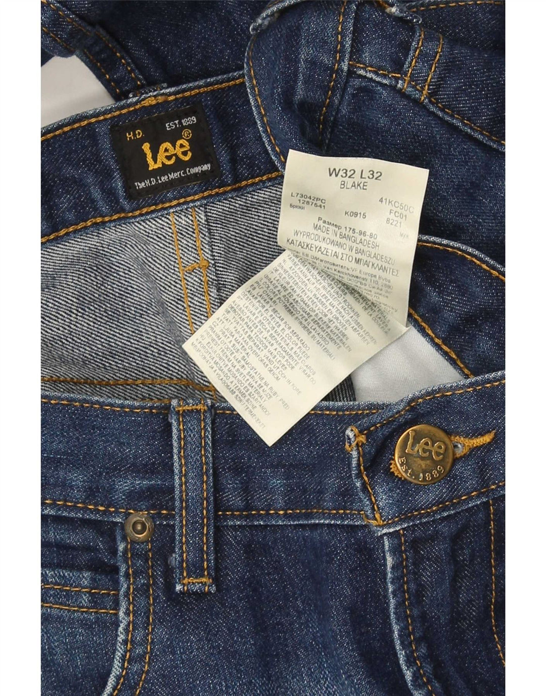 Vaqueros rectos para hombre Lee W32 L32 Algodón azul marino