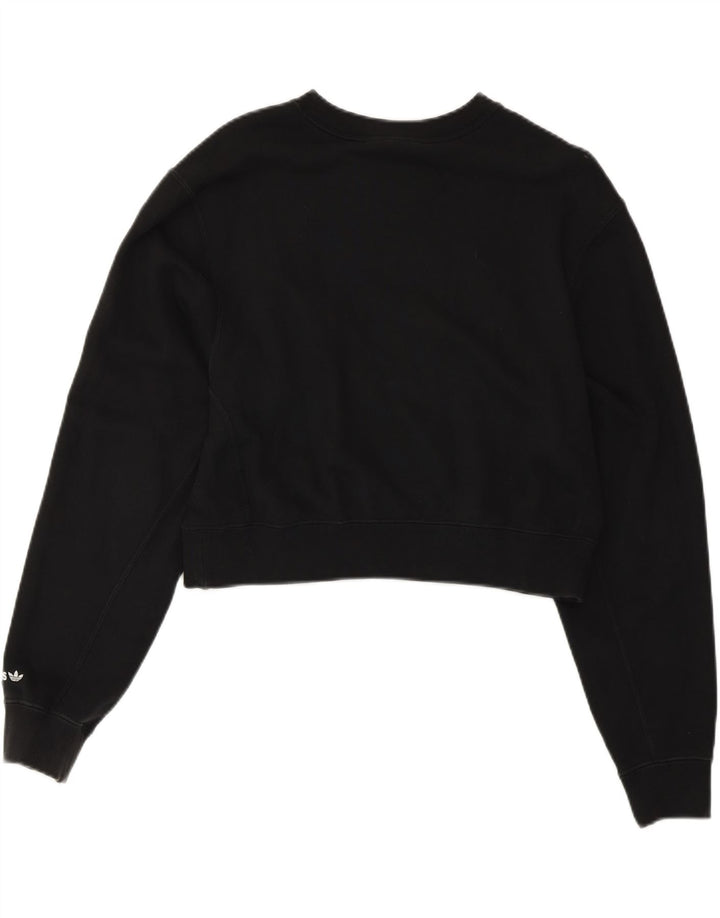 ADIDAS Mujer Crop Graphic Sudadera Jumper UK 12 Mediano Negro Algodón