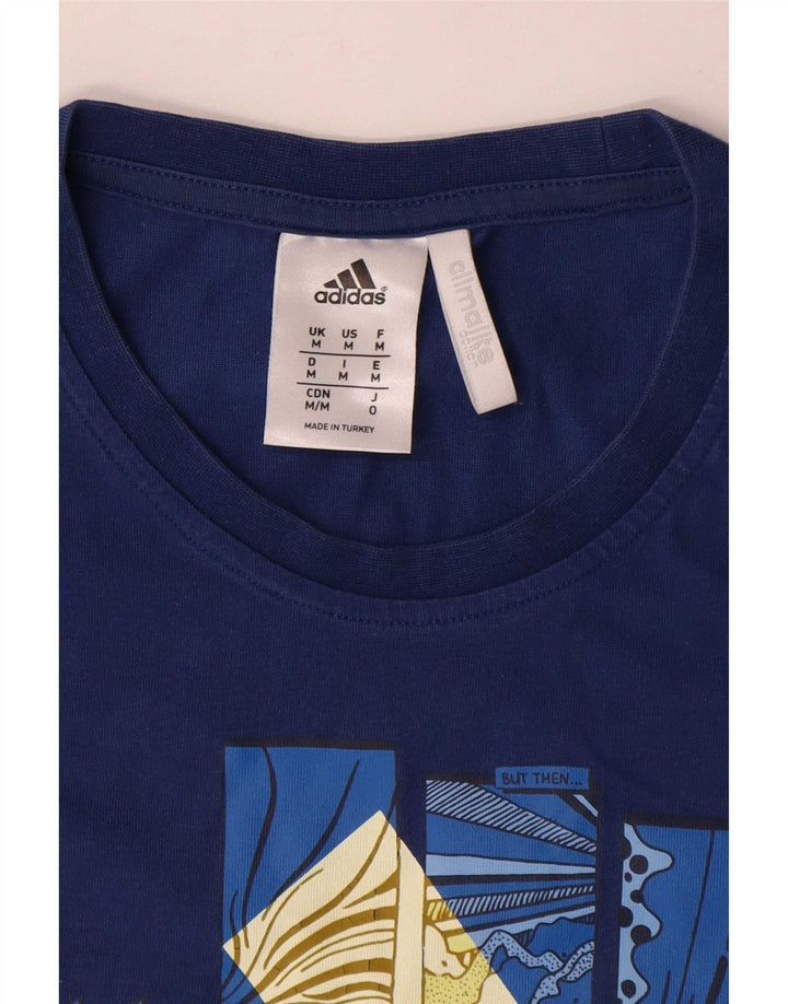Adidas Mens Climalite Graphic Camiseta Top Medio Azul Marino Algodón