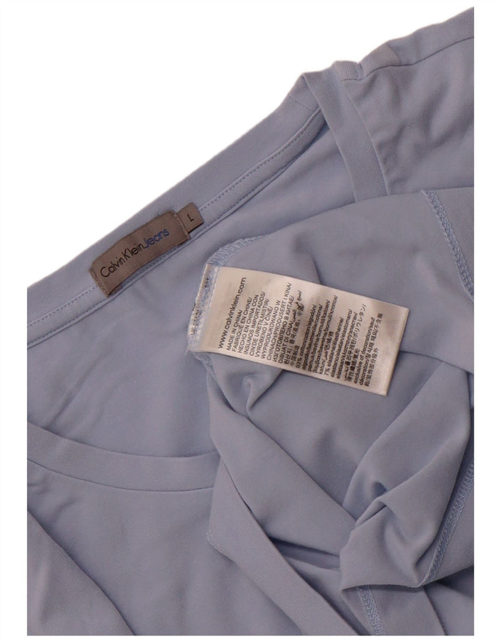 Calvin Klein Jeans Camiseta gráfica para hombre Top grande de algodón azul