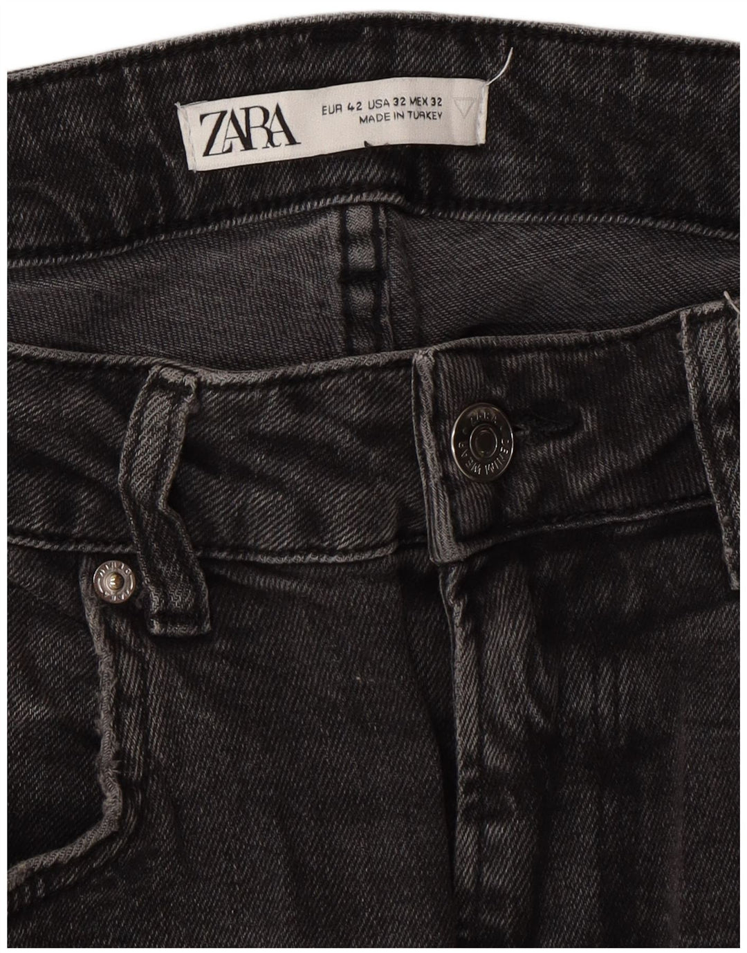 ZARA Vaqueros ajustados desgastados para hombre EU 42 Large W32 L30 Gris