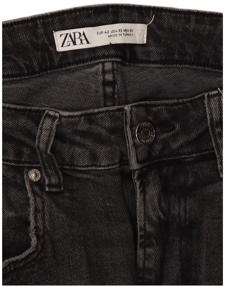 ZARA Vaqueros ajustados desgastados para hombre EU 42 Large W32 L30 Gris