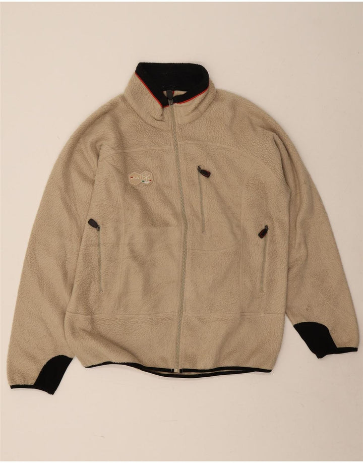 Fila Chaqueta polar para hombre UK 40 Large Beige Colorblock Poliéster
