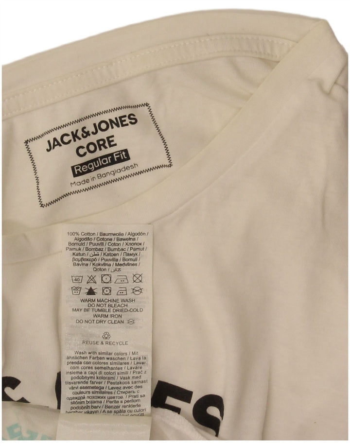 Jack & Jones Camiseta con gráfico de corte regular para hombre Top mediano de algodón blanco