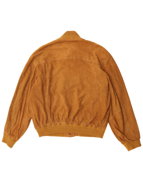 Vintage hombres ante bomber chaqueta IT 52 XL cuero marrón